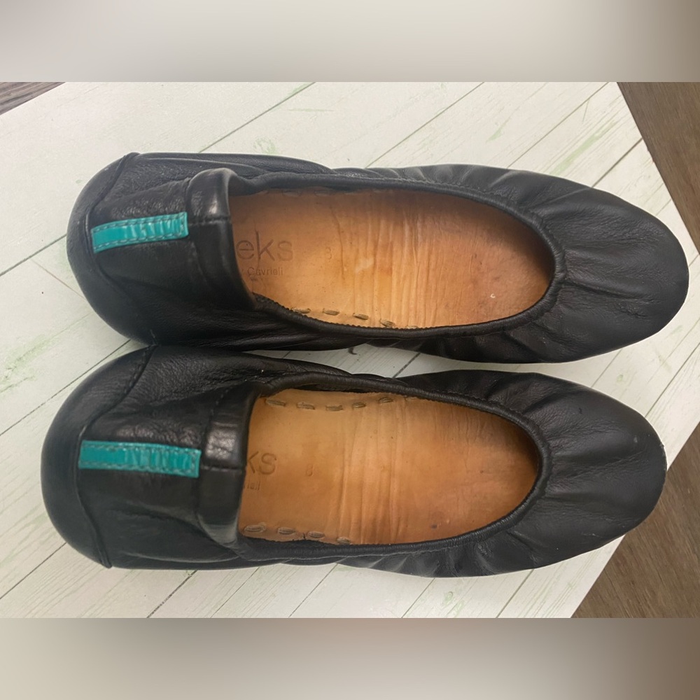 Tieks  By Gavriell Ballet Flats Shoes Black Leather Smooth Foldable Size 8 Women